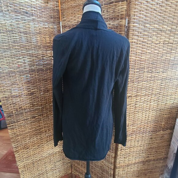 Per se Black Cardigan Open Front Sz XS Silk / Cotton Blend - Picture 3 of 5